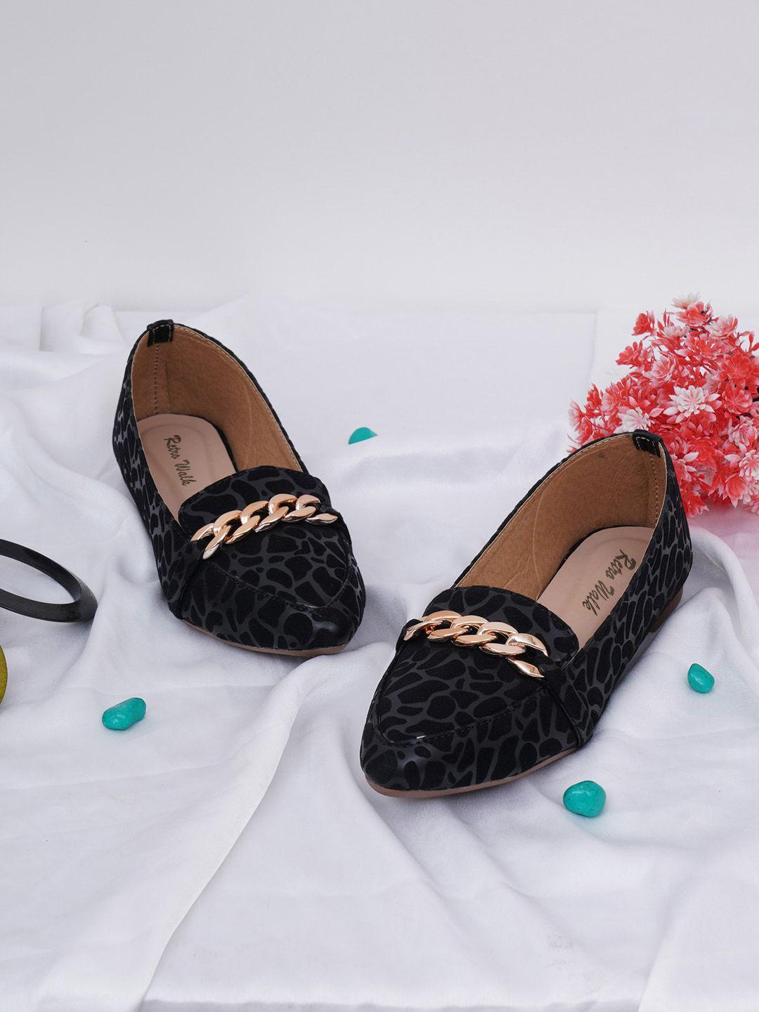 retro walk printed embellished velvet ballerinas