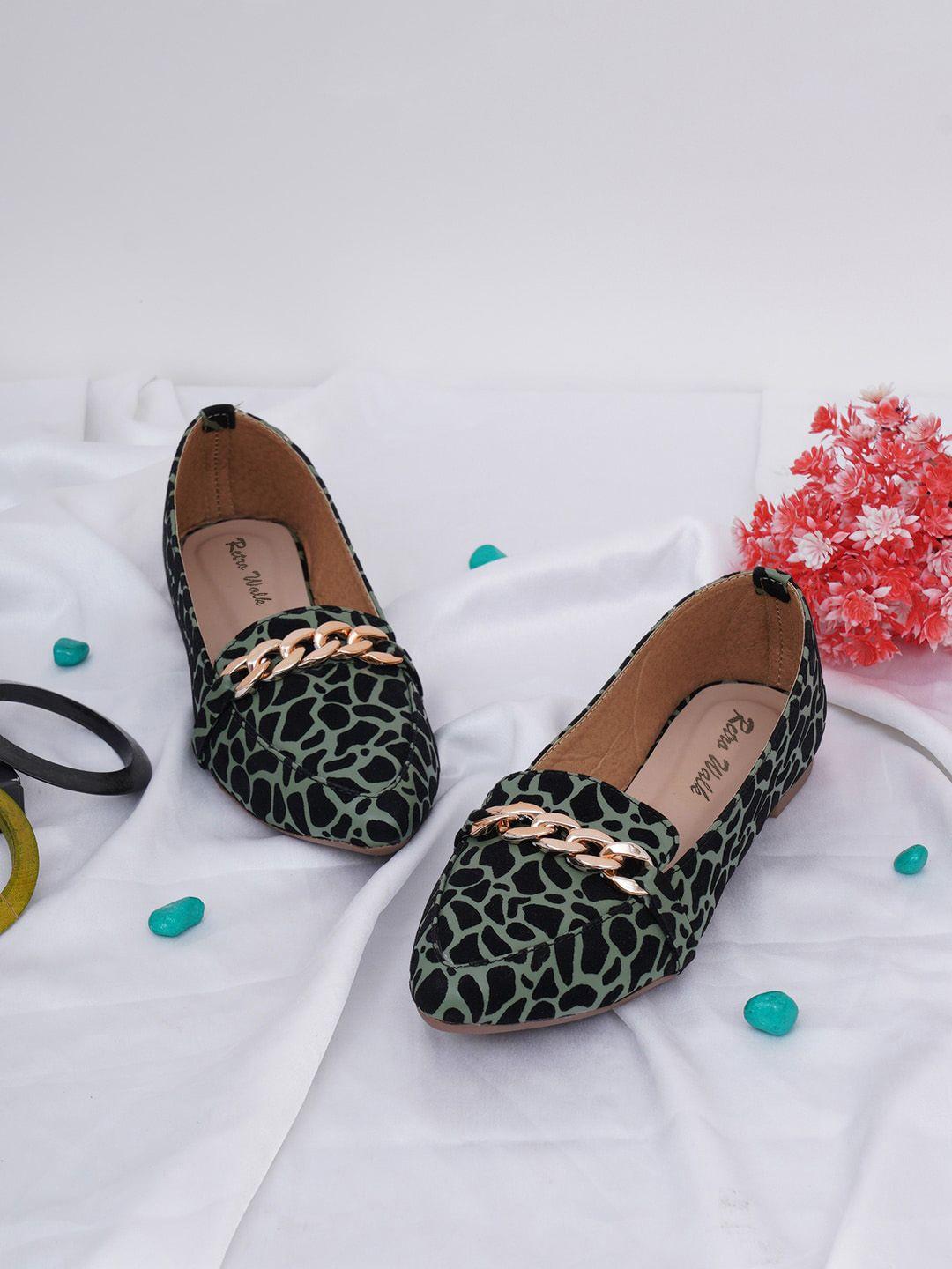 retro walk printed embellished velvet ballerinas