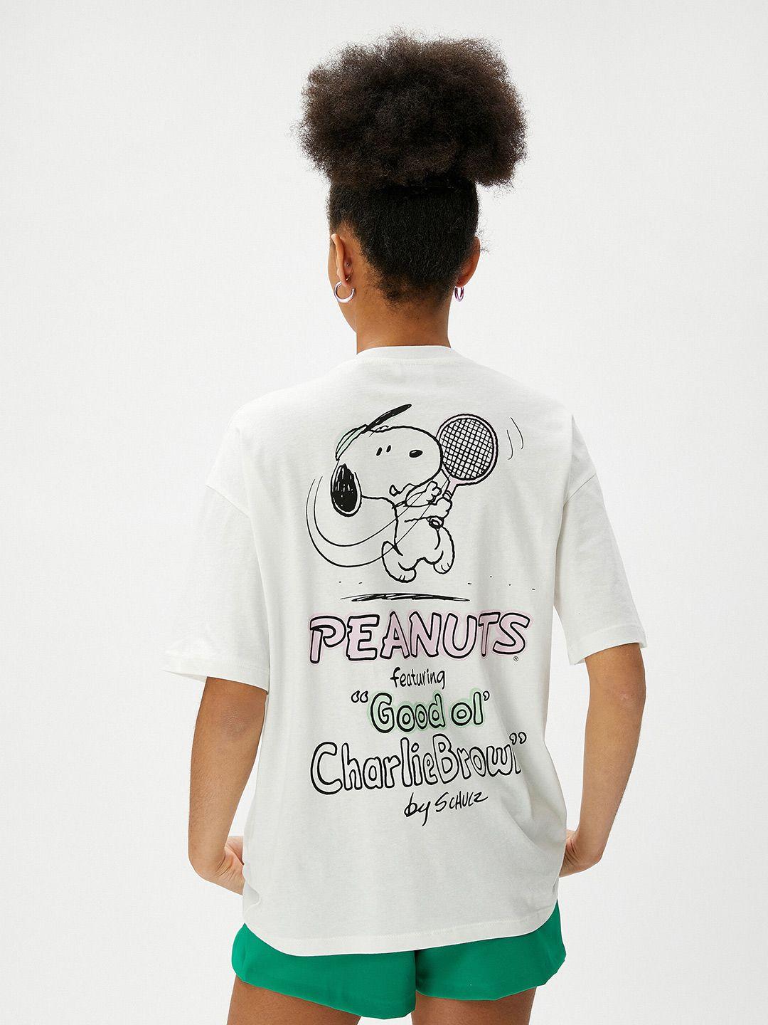 koton humour and comic peanuts graphic printed pure cotton t-shirt