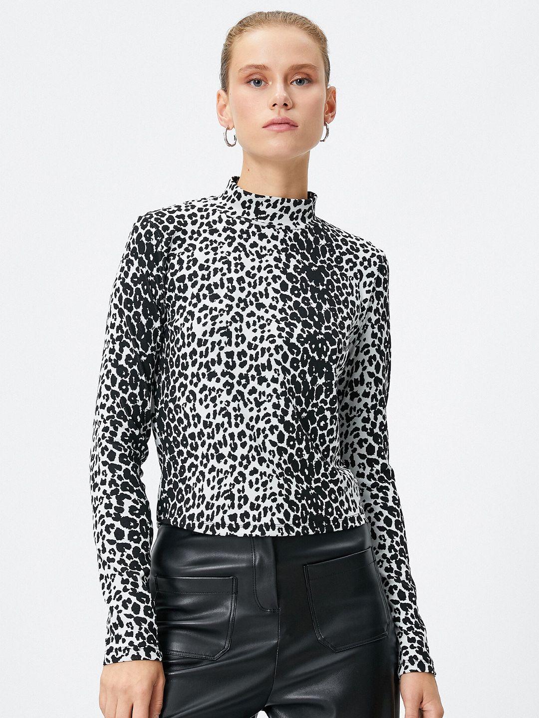 koton animal skin printed high neck top