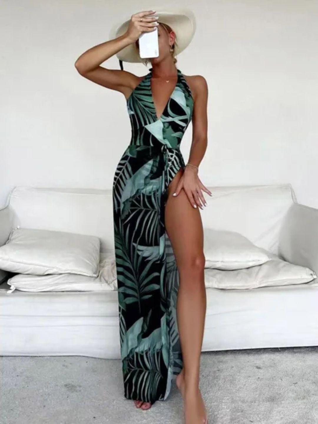 addery tropical printed monokini with sarong