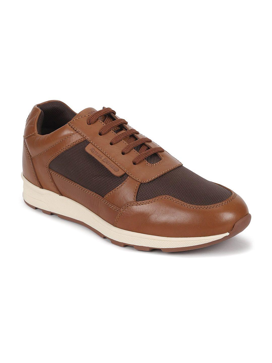 royal enfield men thump textured leather sneakers