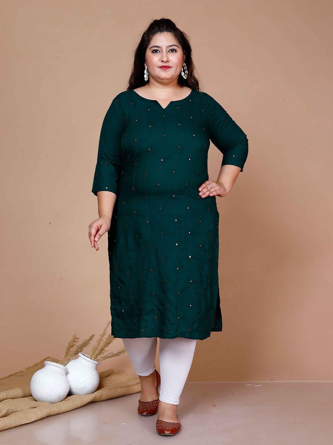 miravan plus size ethnic motifs embroidered mirror work kurta