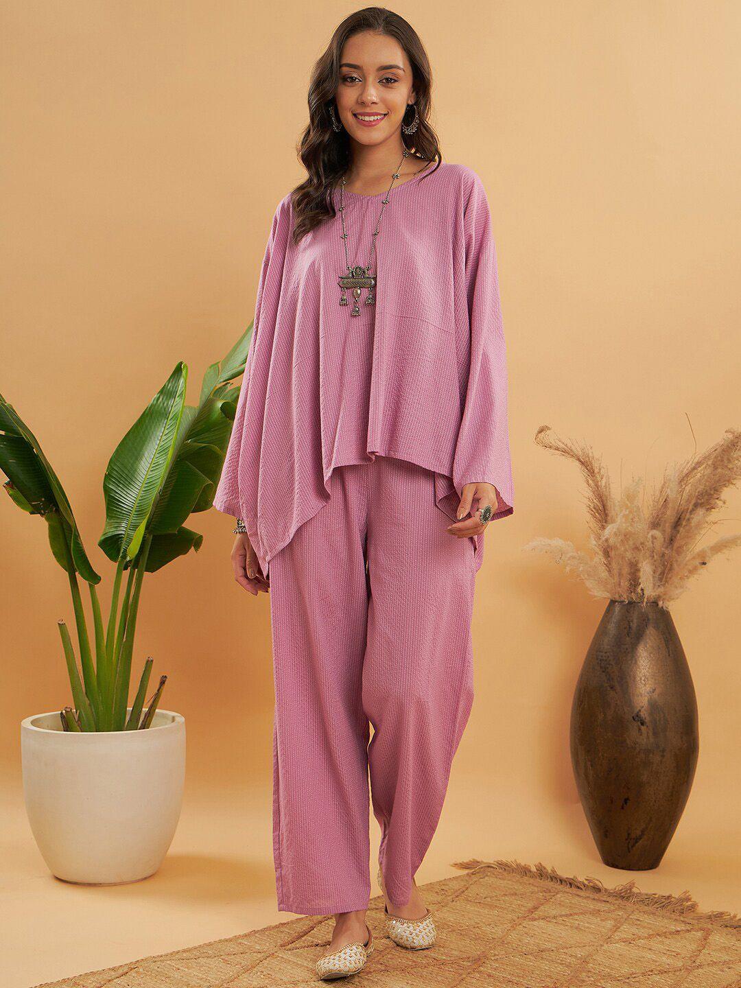 inweave self-design v-neck tunic & trouser