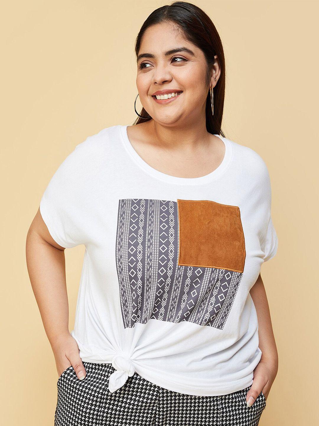 max plus size ethnic motifs printed extended sleeves pure cotton t-shirt