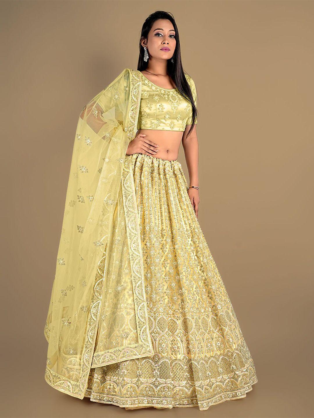 halfsaree studio embroidered semi-stitched lehenga & unstitched blouse with dupatta