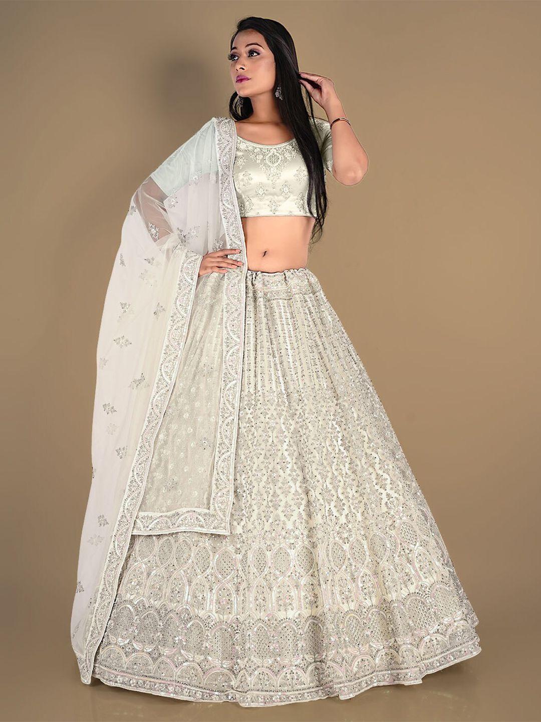 halfsaree studio embroidered semi-stitched lehenga choli with dupatta