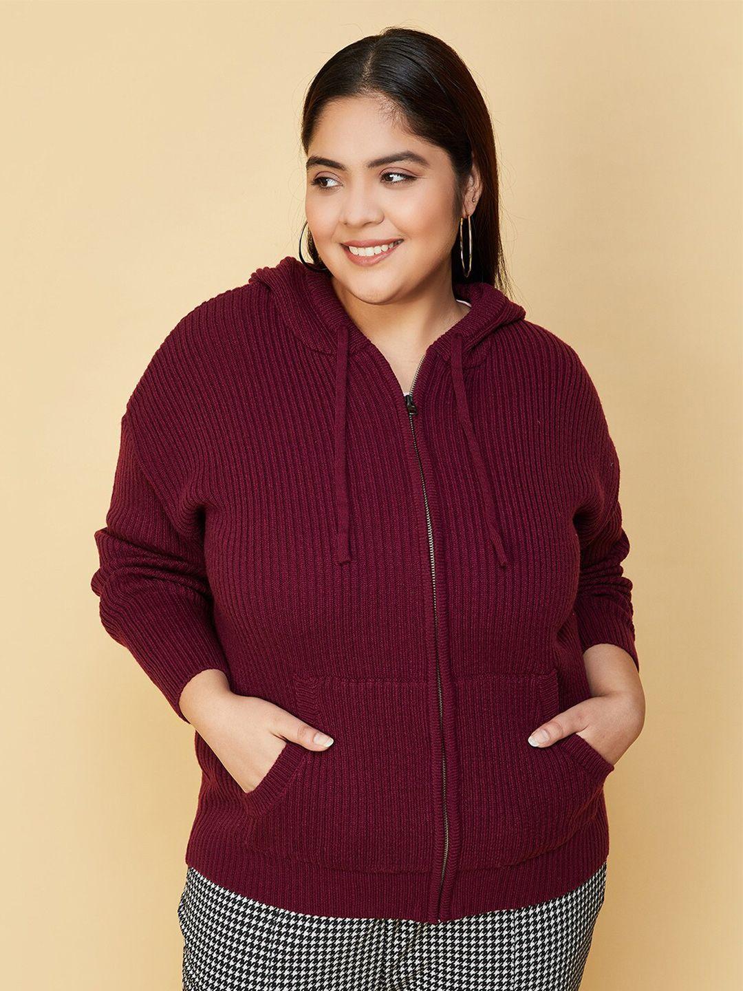 max hooded ribbed acrylic cardigan