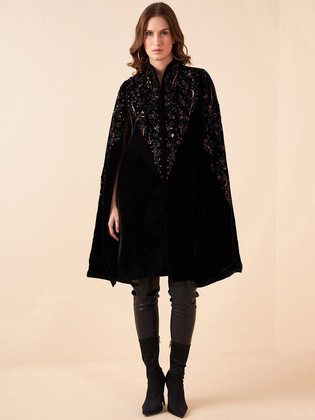 antheaa longline velvet tailored jacket with embellished