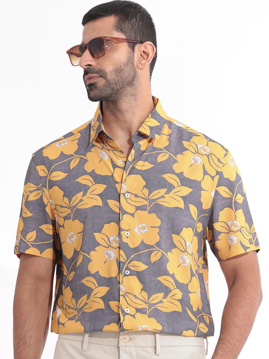 rare rabbit floral printed  slim fit classic casual shirt