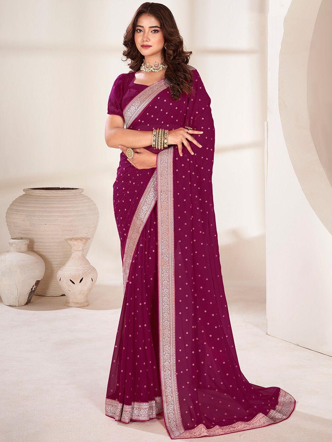 anouk polka dot printed zari pure georgette saree