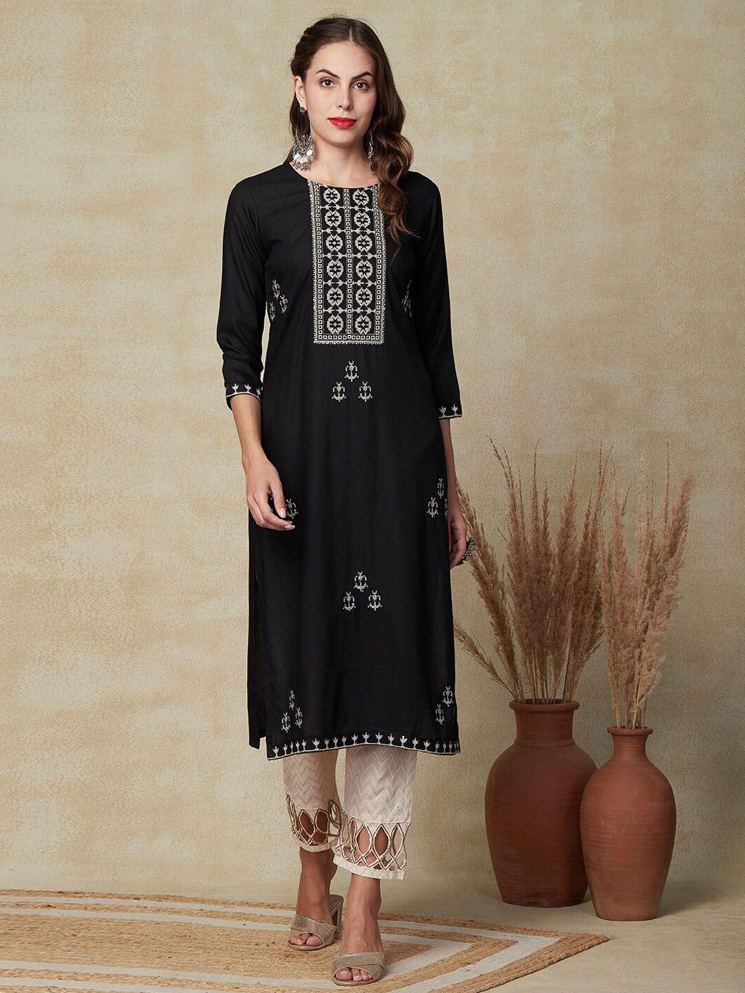 fashor embroidered straight kurta