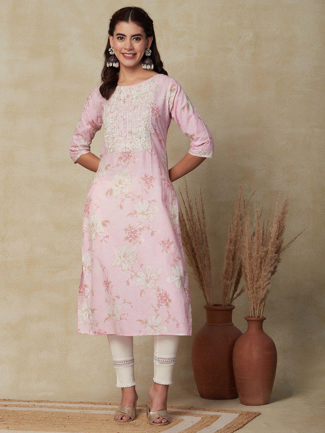 fashor floral embroidered chikankari kurta