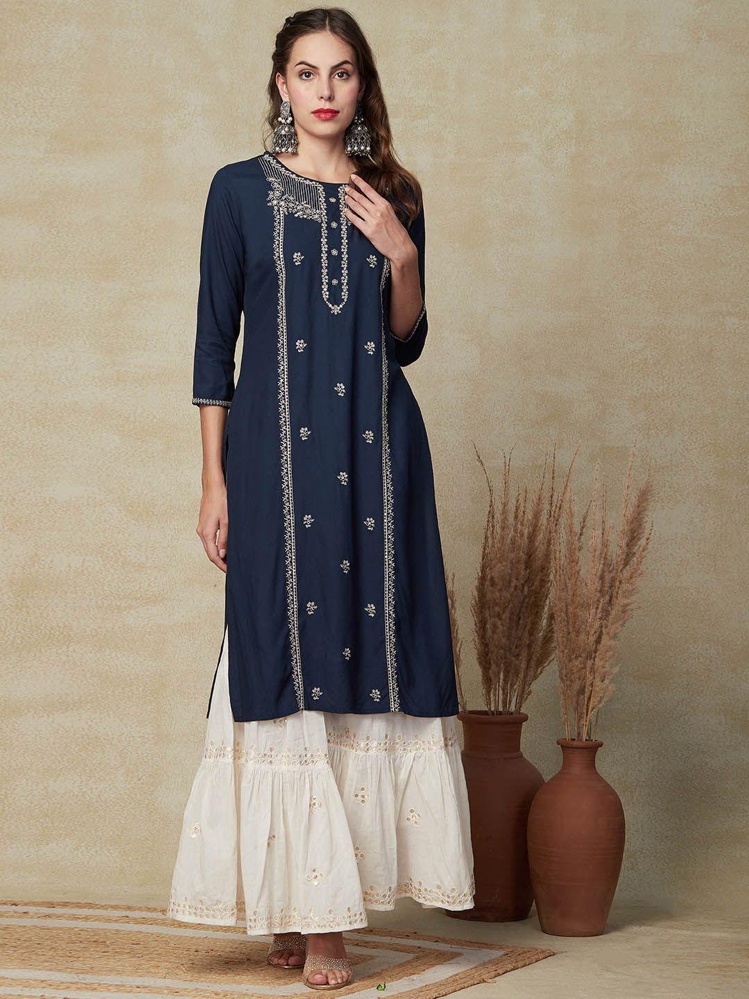 fashor ethnic motifs embroidered kurta