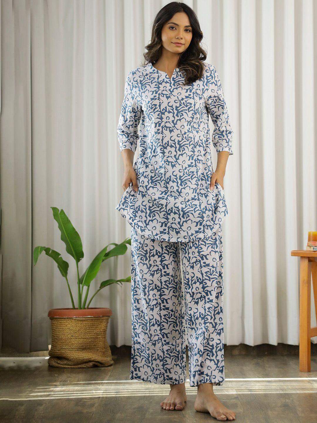 sanskrutihomes floral pure cotton printed night suit