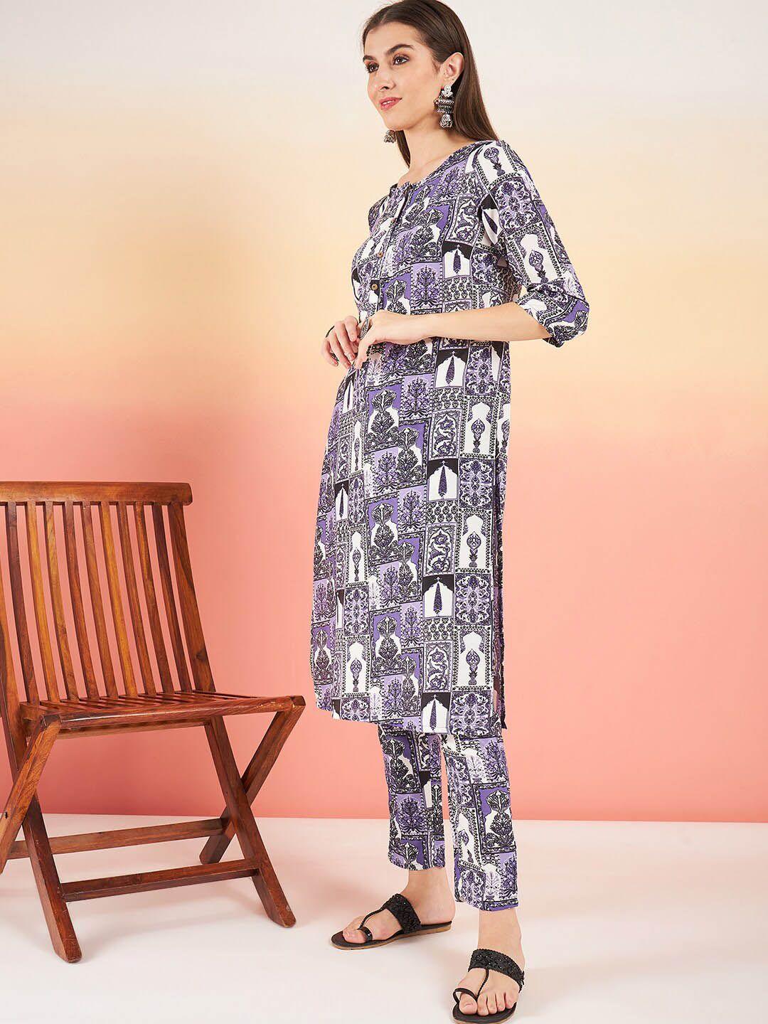 sangria ethnic motifs printed straight kurta with trouser