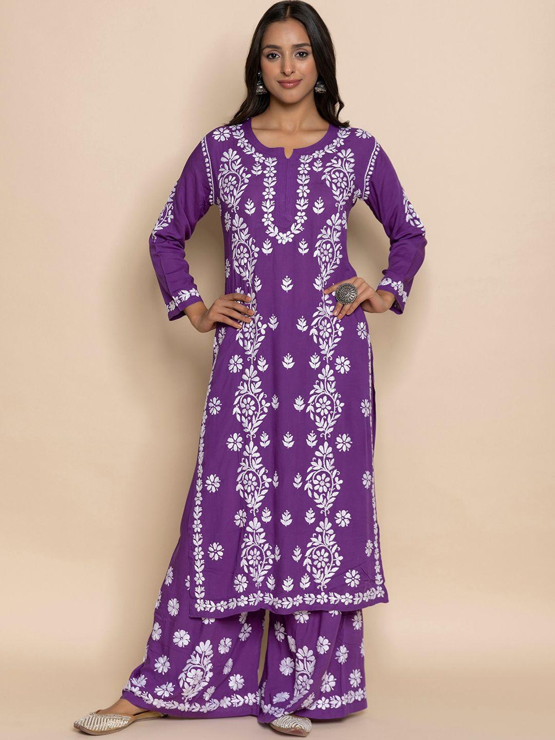 house of kari floral embroidered fizaa chikankari straight kurta