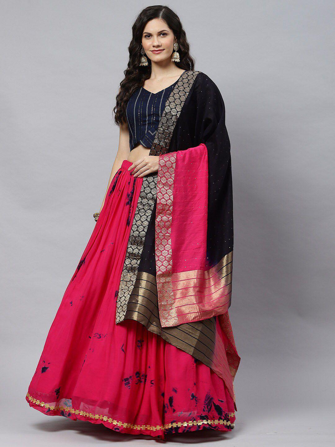 shubhkala printed semi-stitched lehenga & unstitched blouse with dupatta