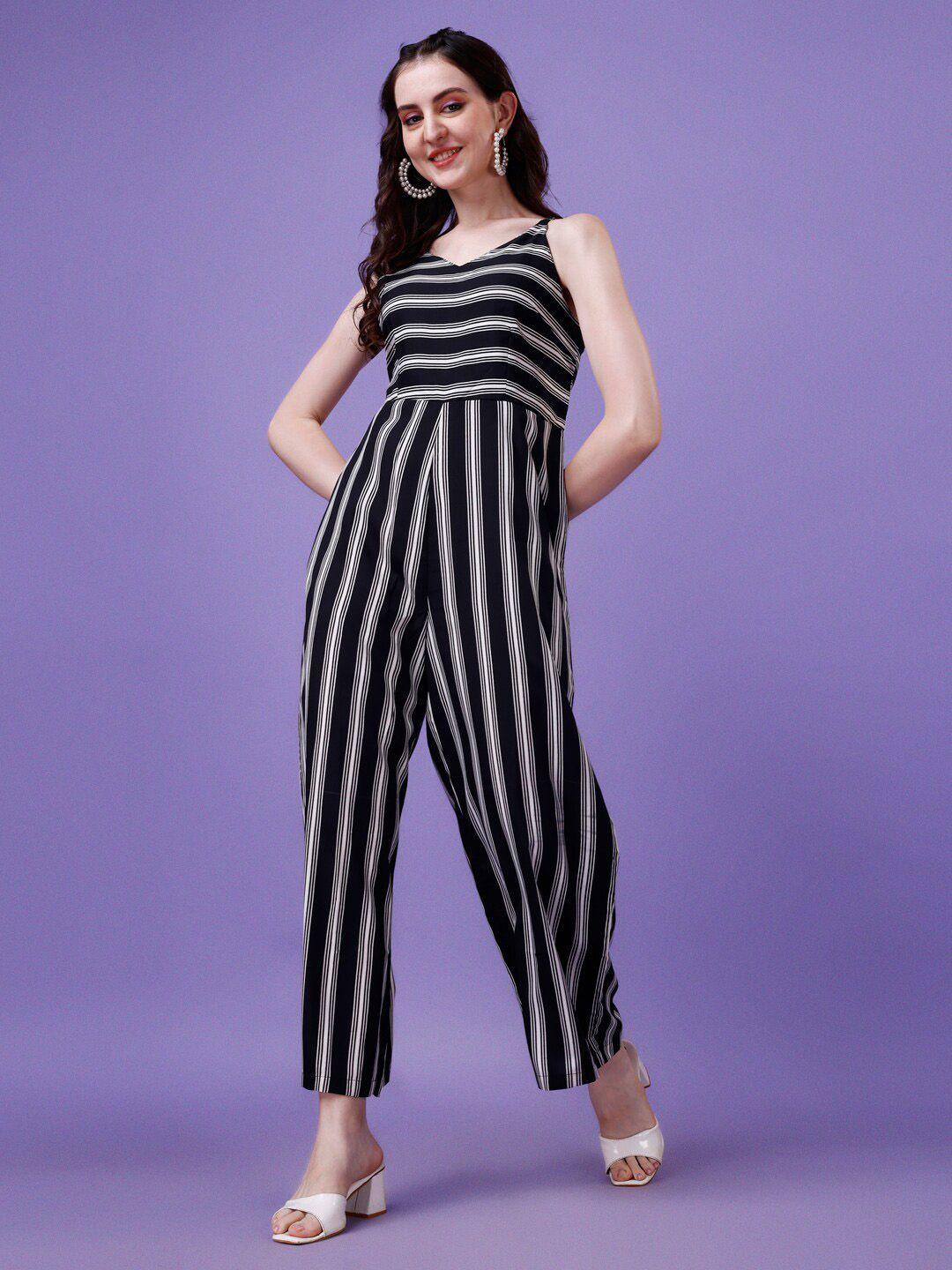 kalini striped shoulder straps jumpsuit