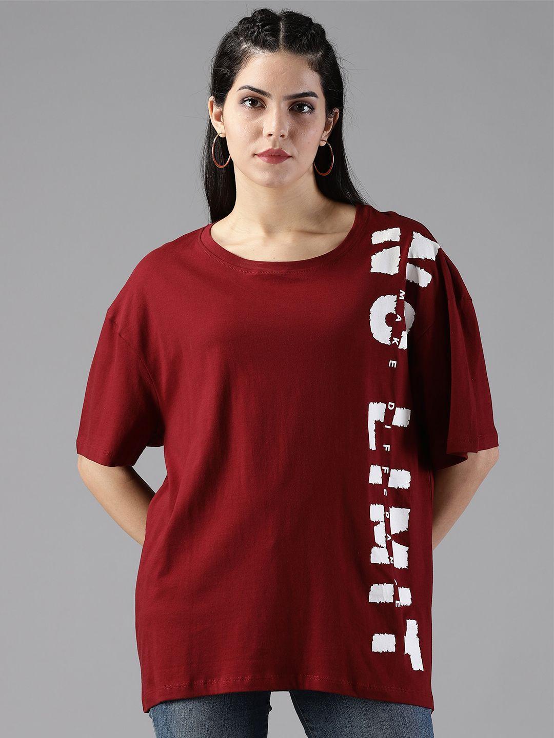 the roadster lifestyle co. printed pure cotton oversized t-shirt