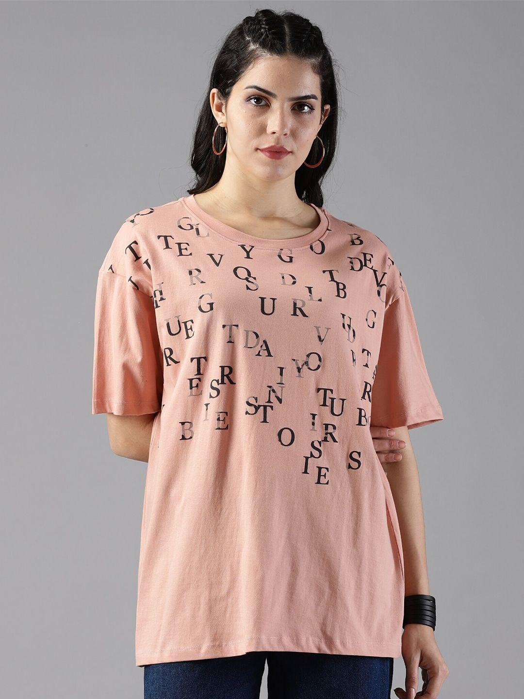 the roadster lifestyle co. printed drop shoulder sleeves cotton oversized t-shirt