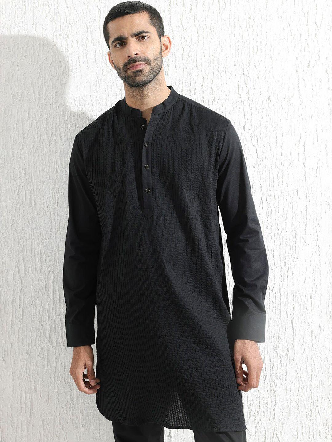 rare rabbit thread work cotton mandarin collar kurta