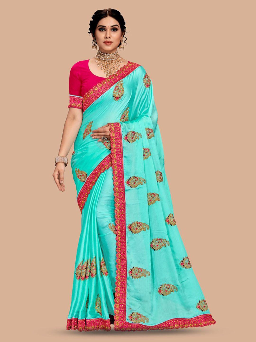 magmina ethnic motifs embroidered pure chiffon bhagalpuri saree