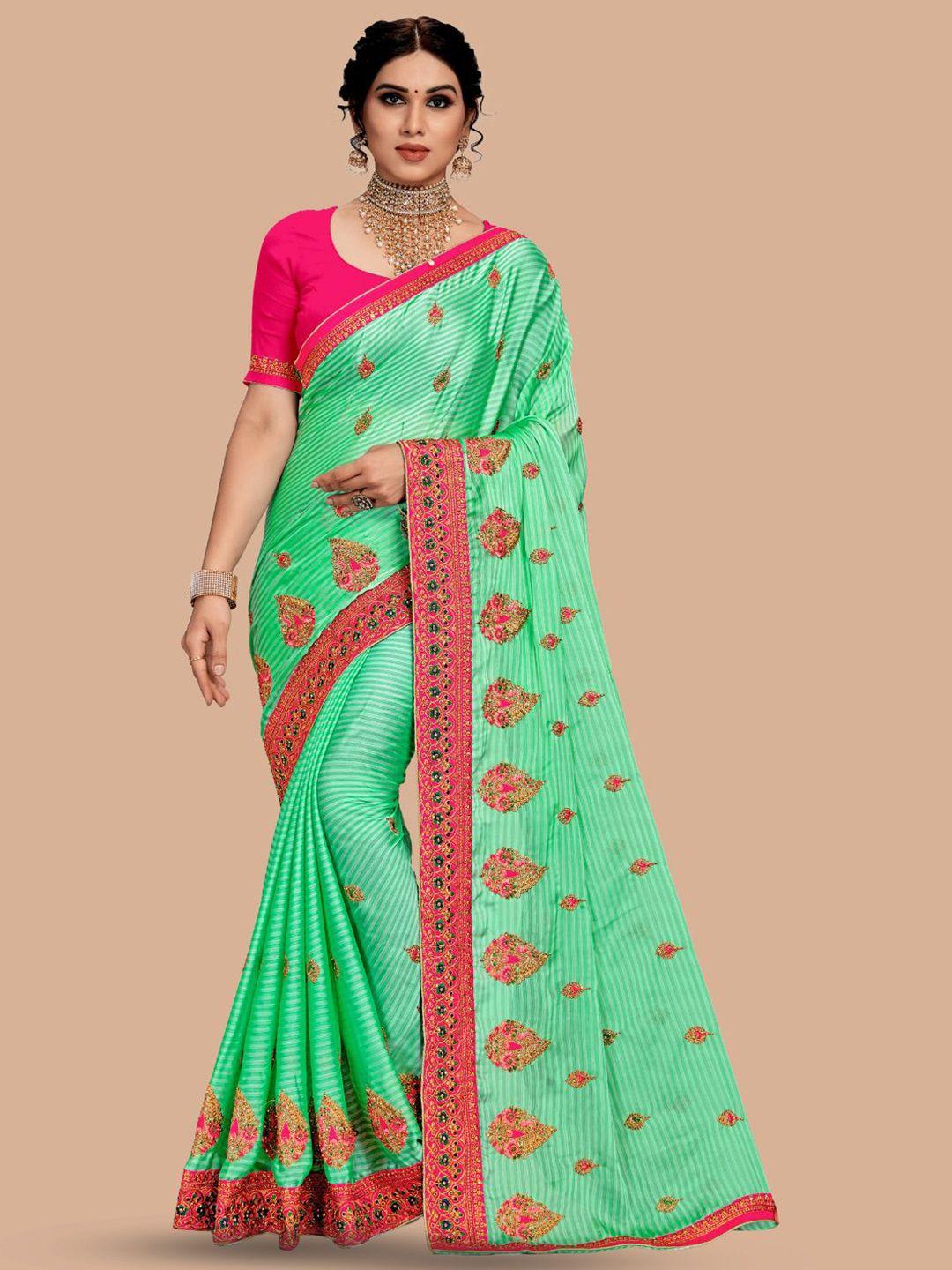 magmina ethnic motifs embroidered pure chiffon saree