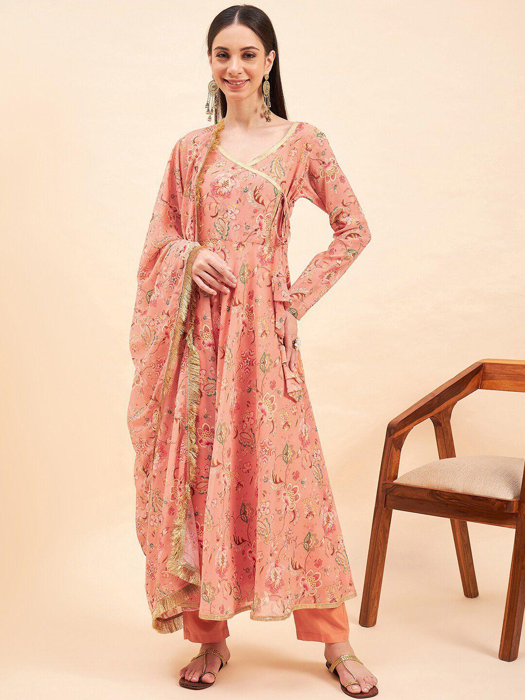 kalini floral printed empire anarkali kurta with trousers & dupatta