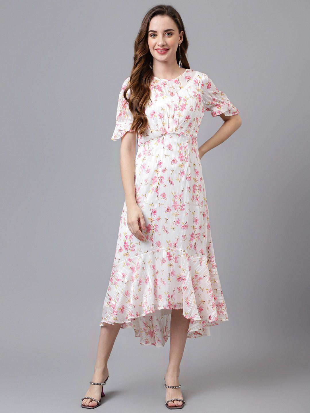 latin quarters floral printed flared sleeves a-line midi dress