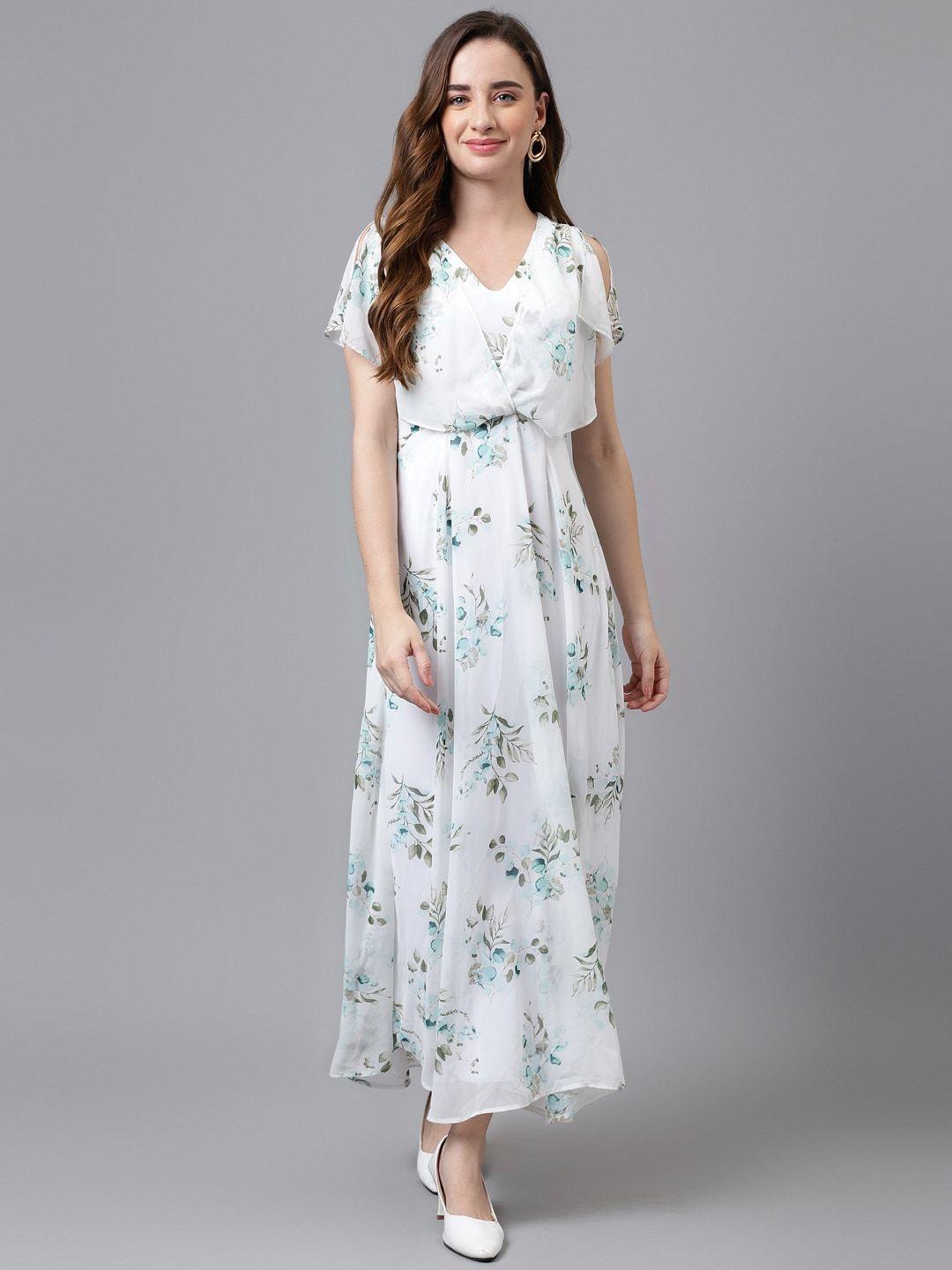 latin quarters floral printed gathered slit sleeves maxi dress