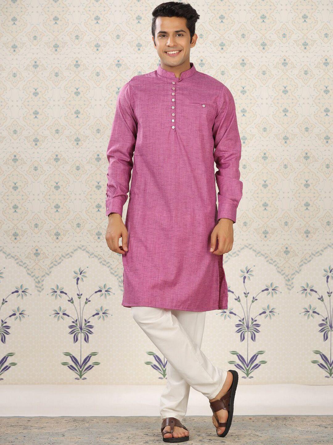 ode by house of pataudi mandarin collar pure cotton straight kurta