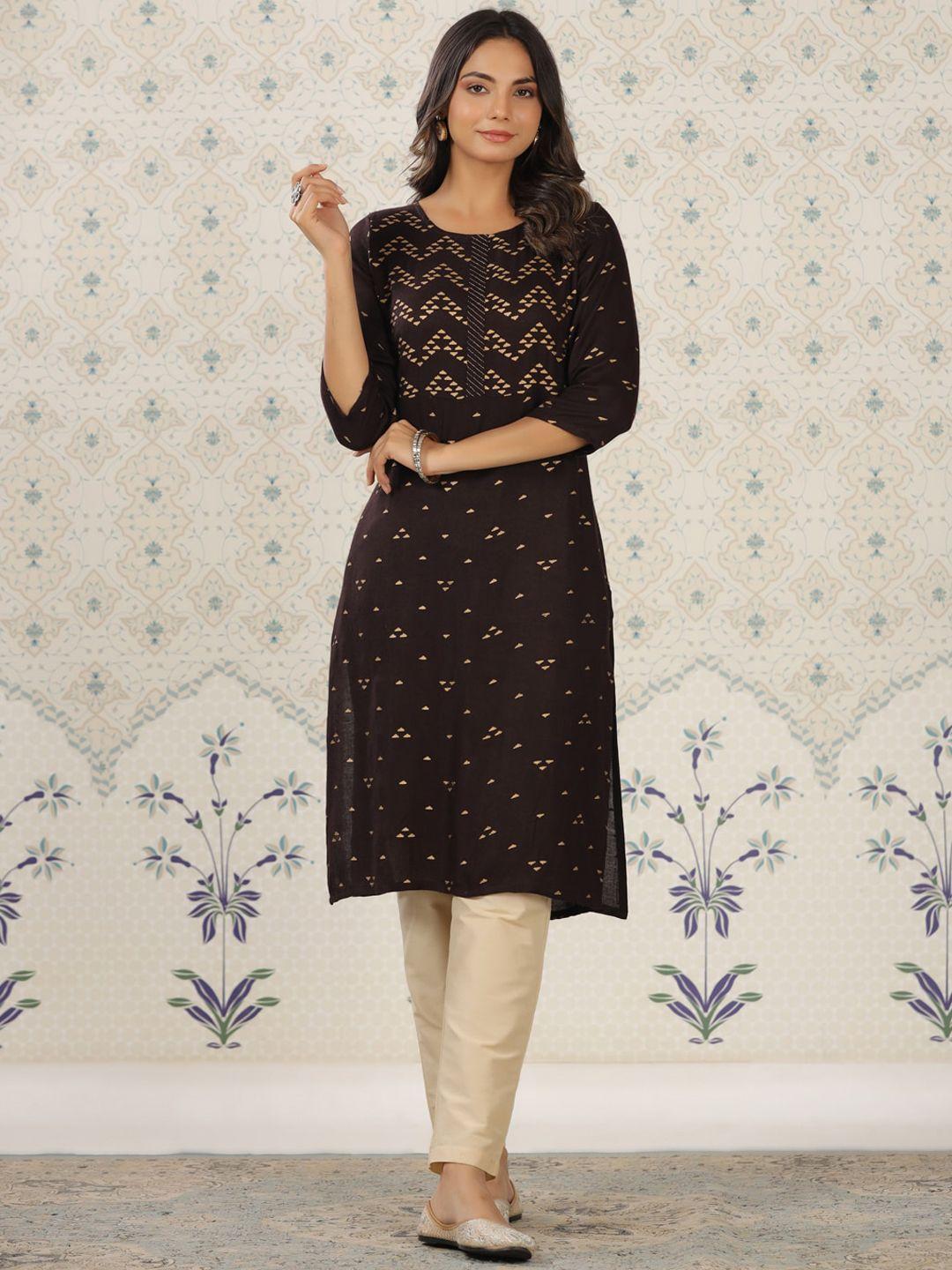 ode by house of pataudi black ethnic motifs printed kurta