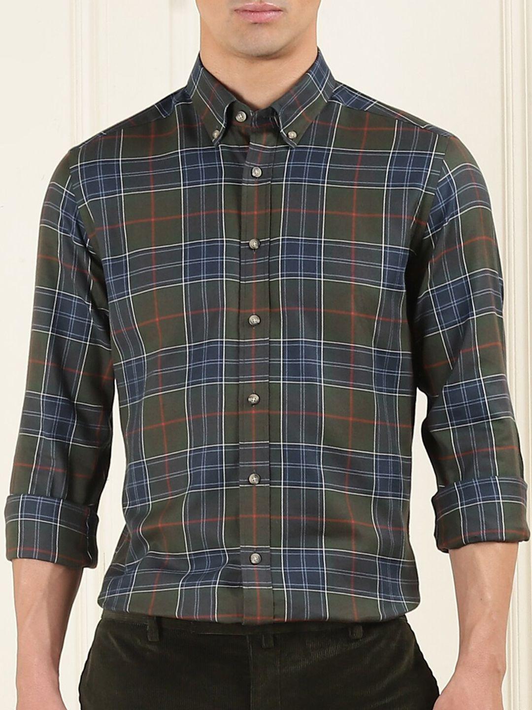 hackett london tartan checks slim fit cotton formal shirt