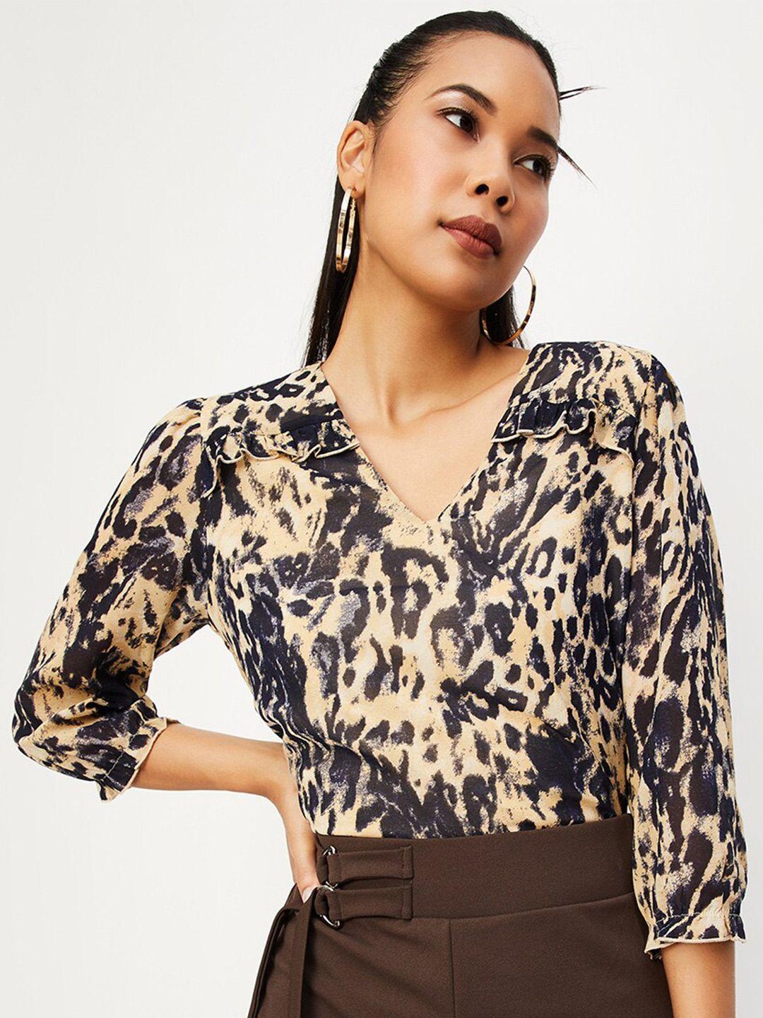 max animal printed v-neck top