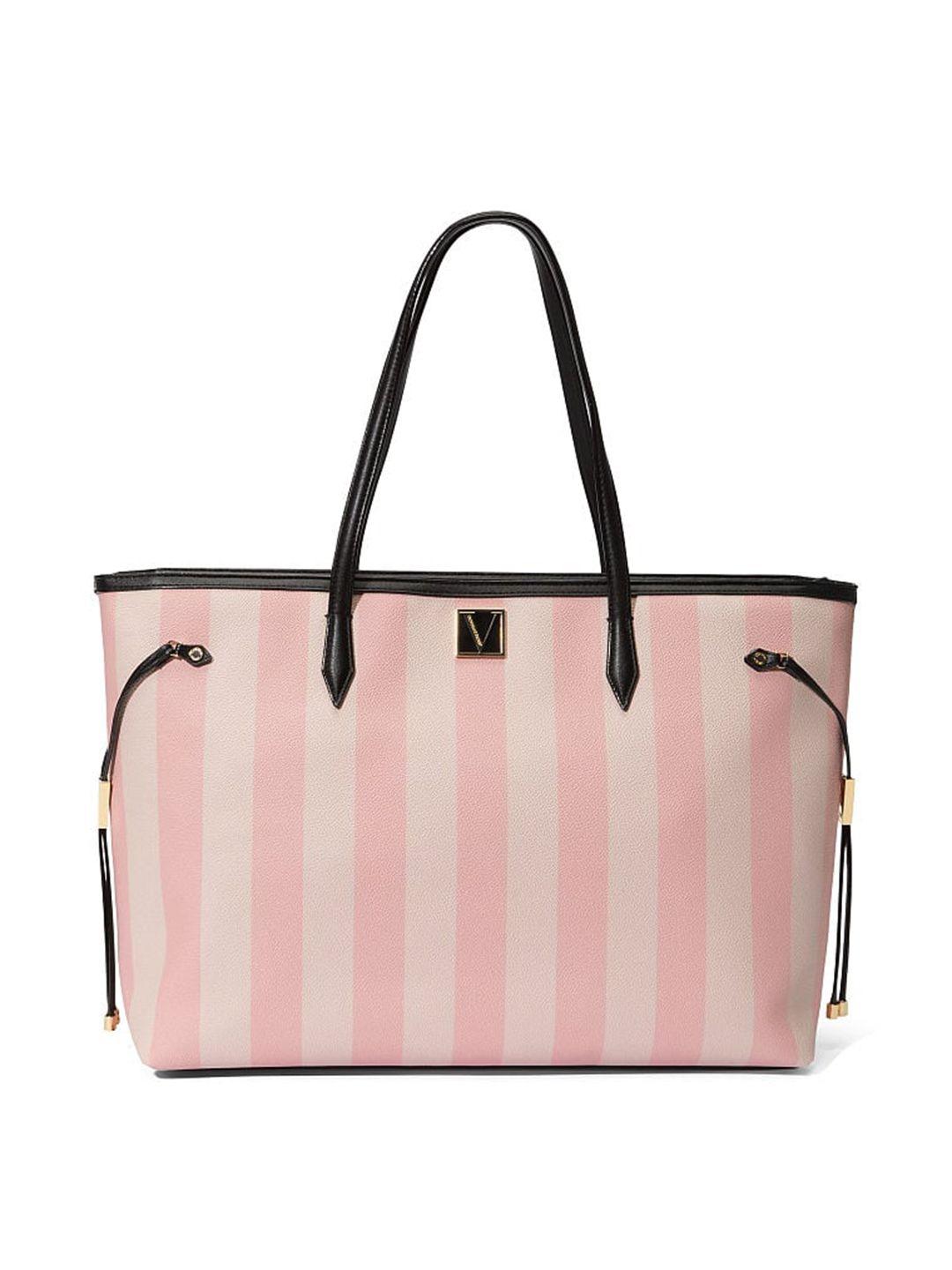 victoria's secret striped structured shoulder bag