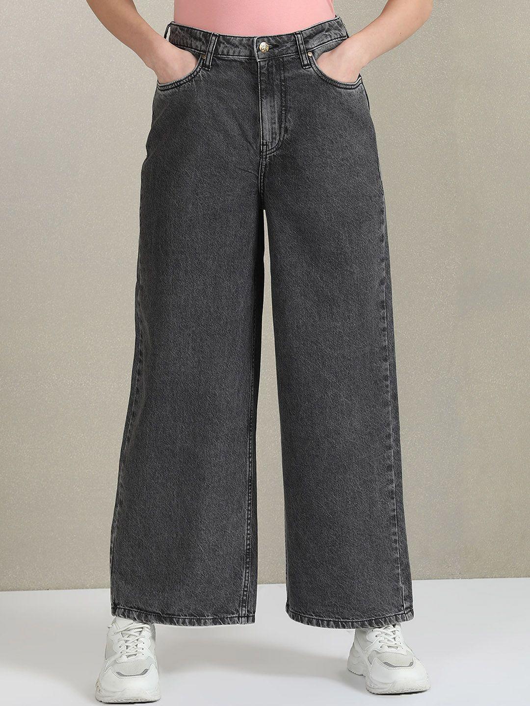 u.s. polo assn. women wide leg heavy fade clean look pure cotton jeans