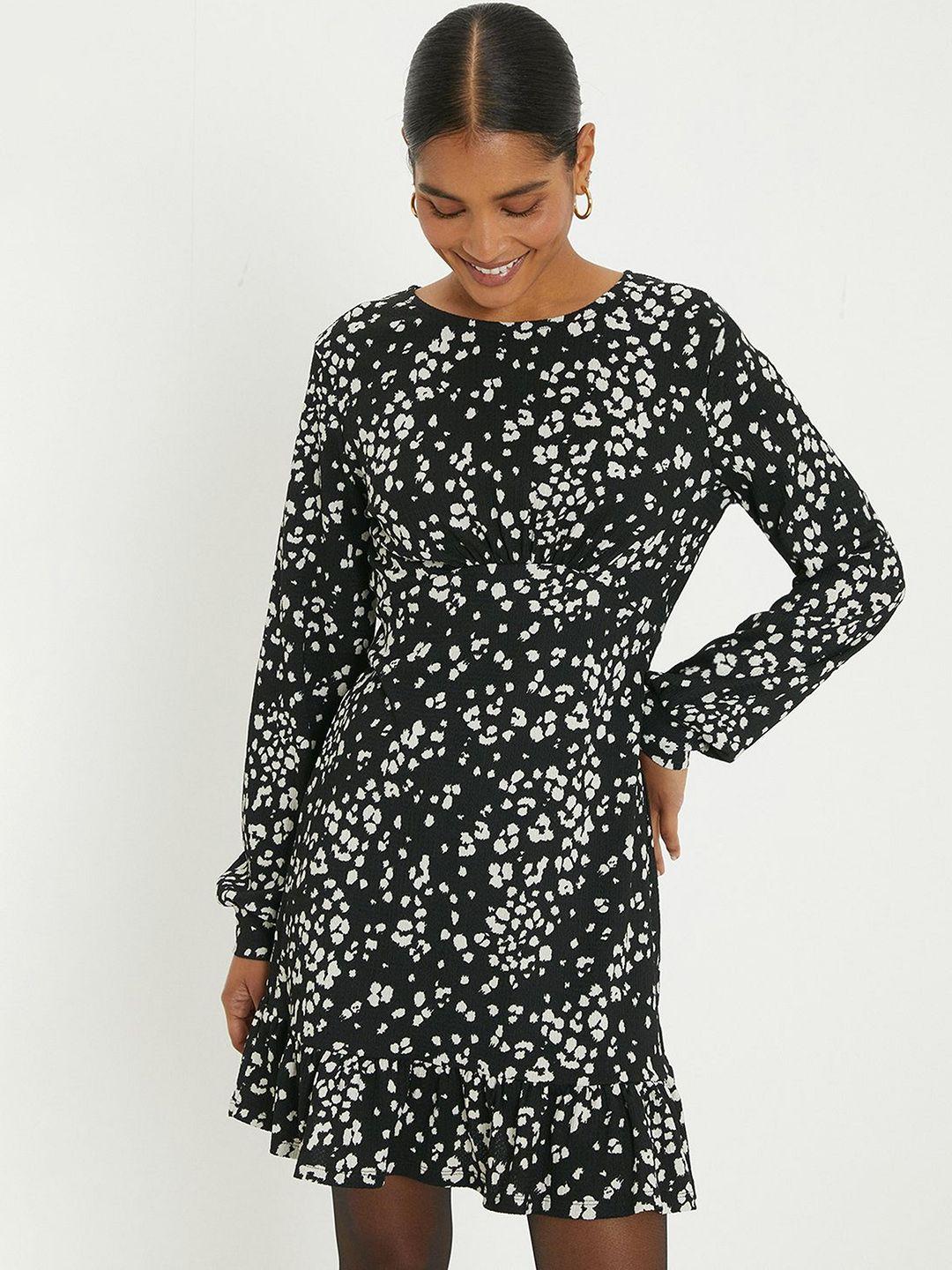 dorothy perkins printed bishop sleeve empire mini dress