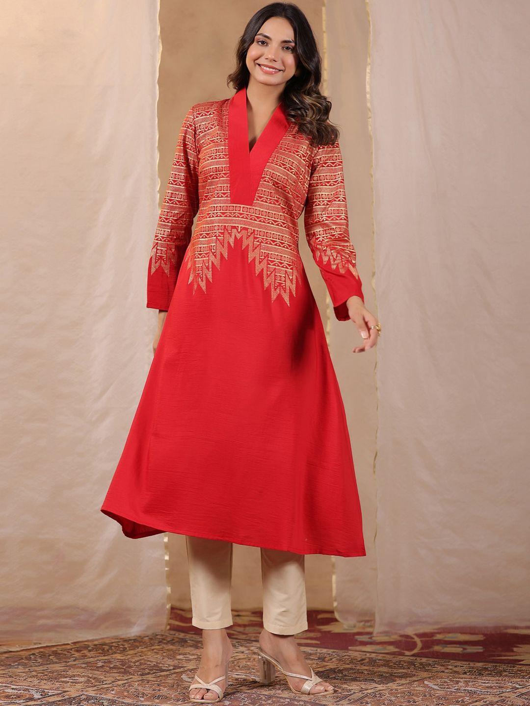 sangria geometric embroidered kurta