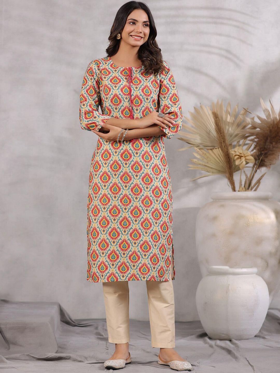 soan ethnic motifs printed straight kurta