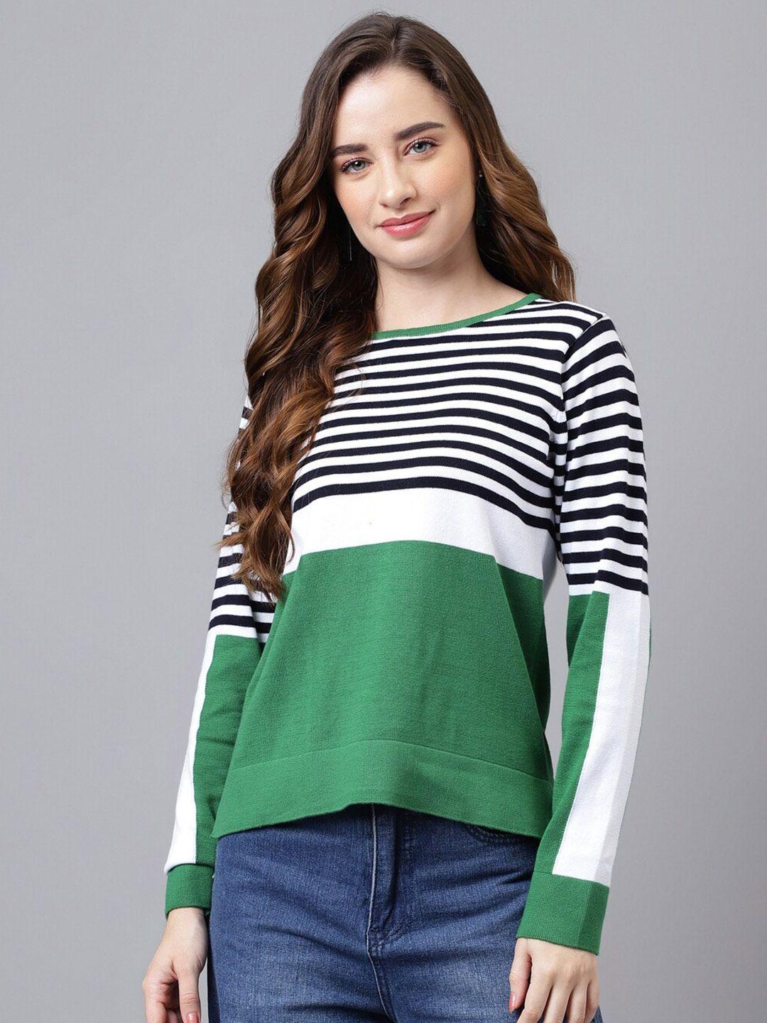 latin quarters striped round neck cotton pullover