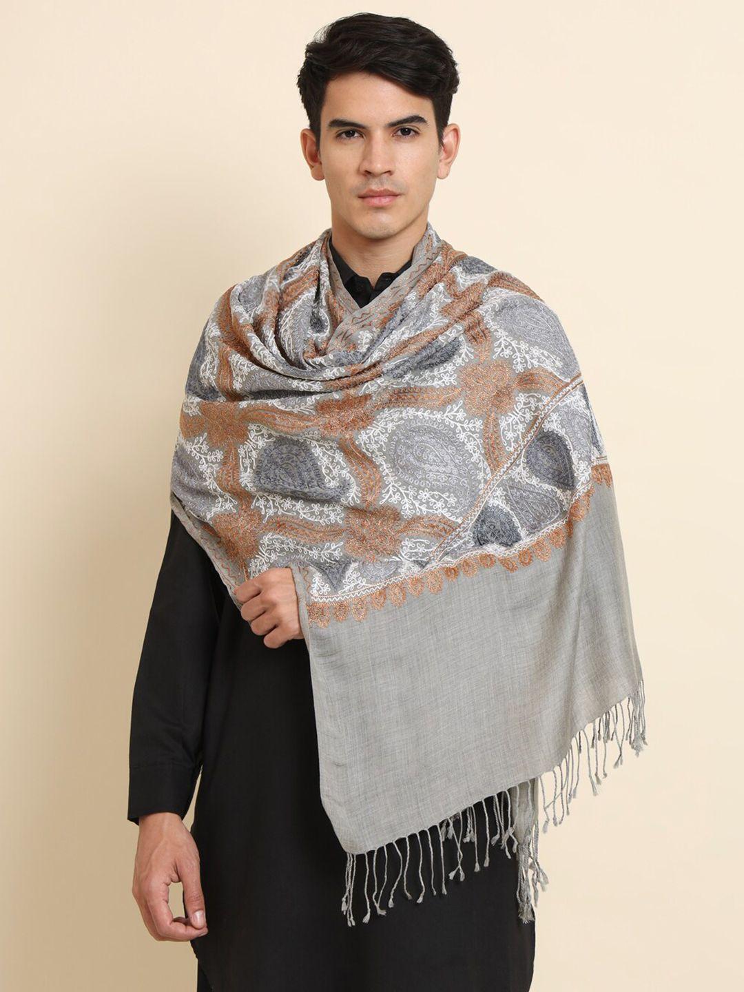 zamour ethnic motifs embroidered woollen shawl