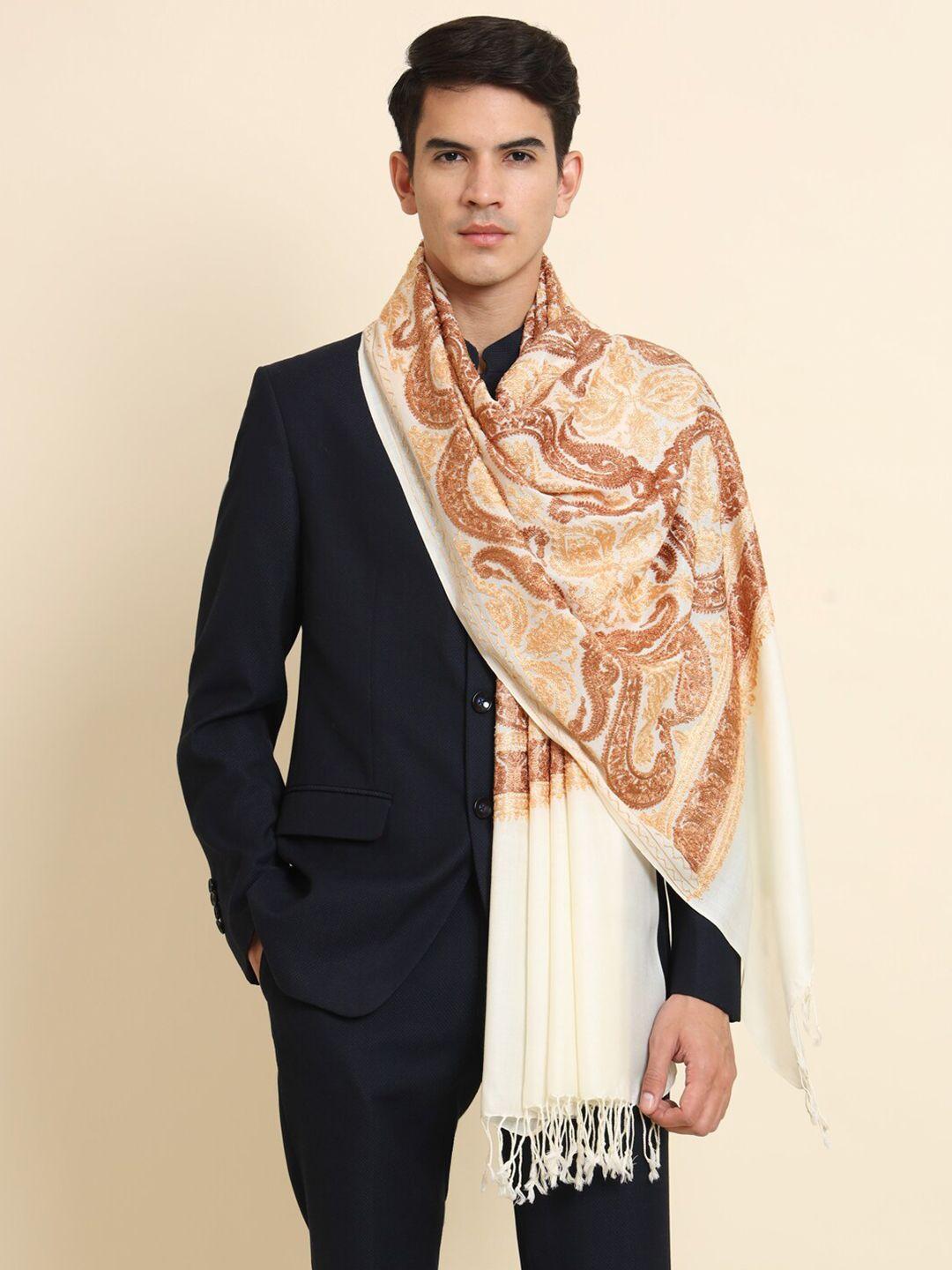 zamour ethnic motifs embroidered woollen shawl