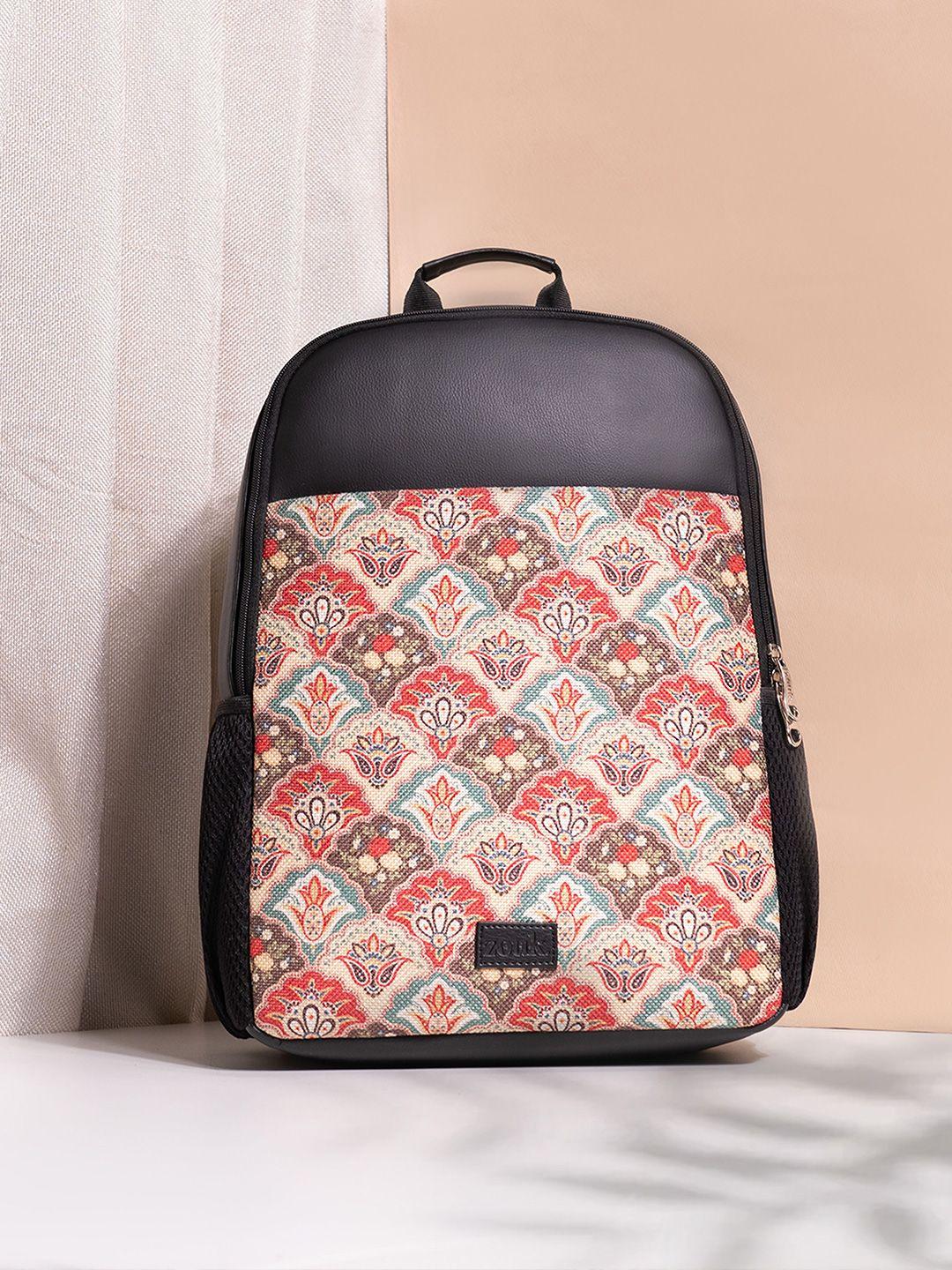 zouk printed backpack with compression straps