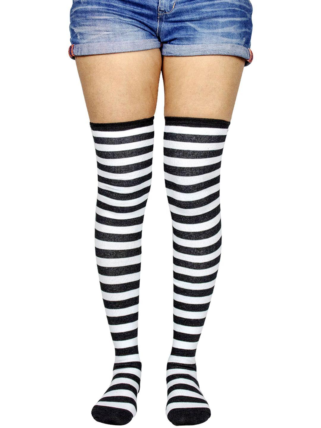 baesd striped thigh-high stockings