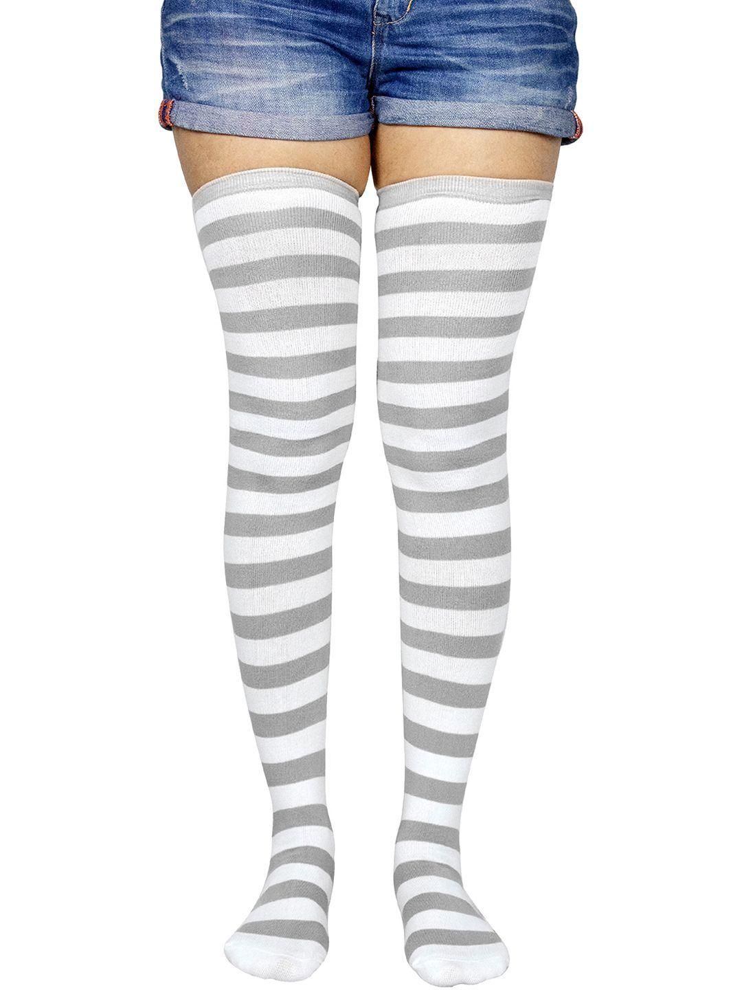 baesd striped thigh-high stockings