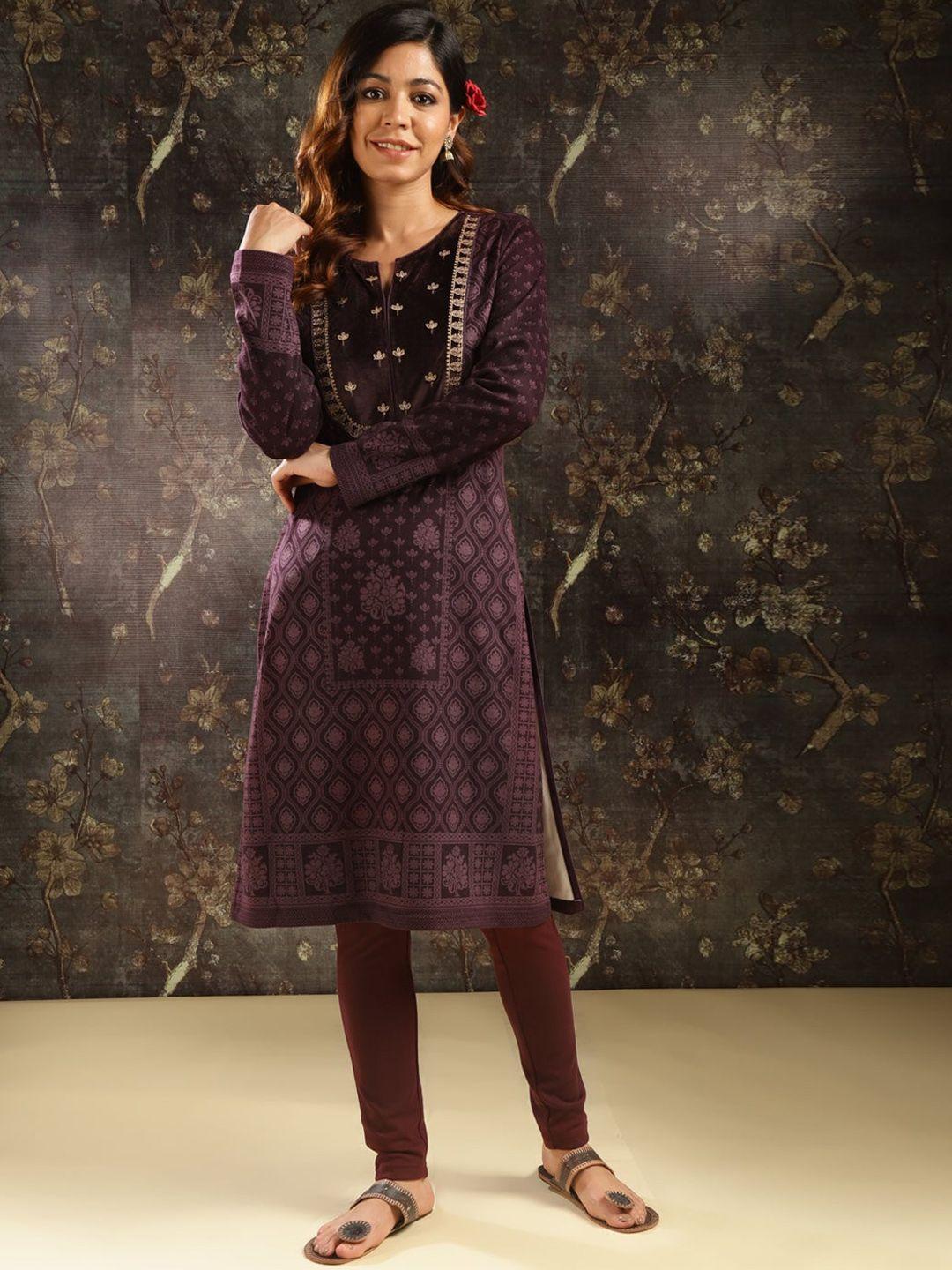 lakshita ethnic motifs printed thread work kurta