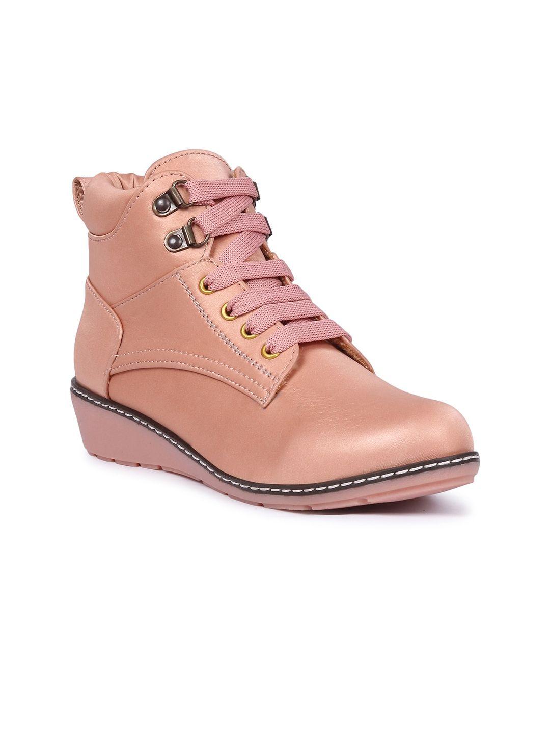 the roadster lifestyle co. women pink mid top wedges regular boots