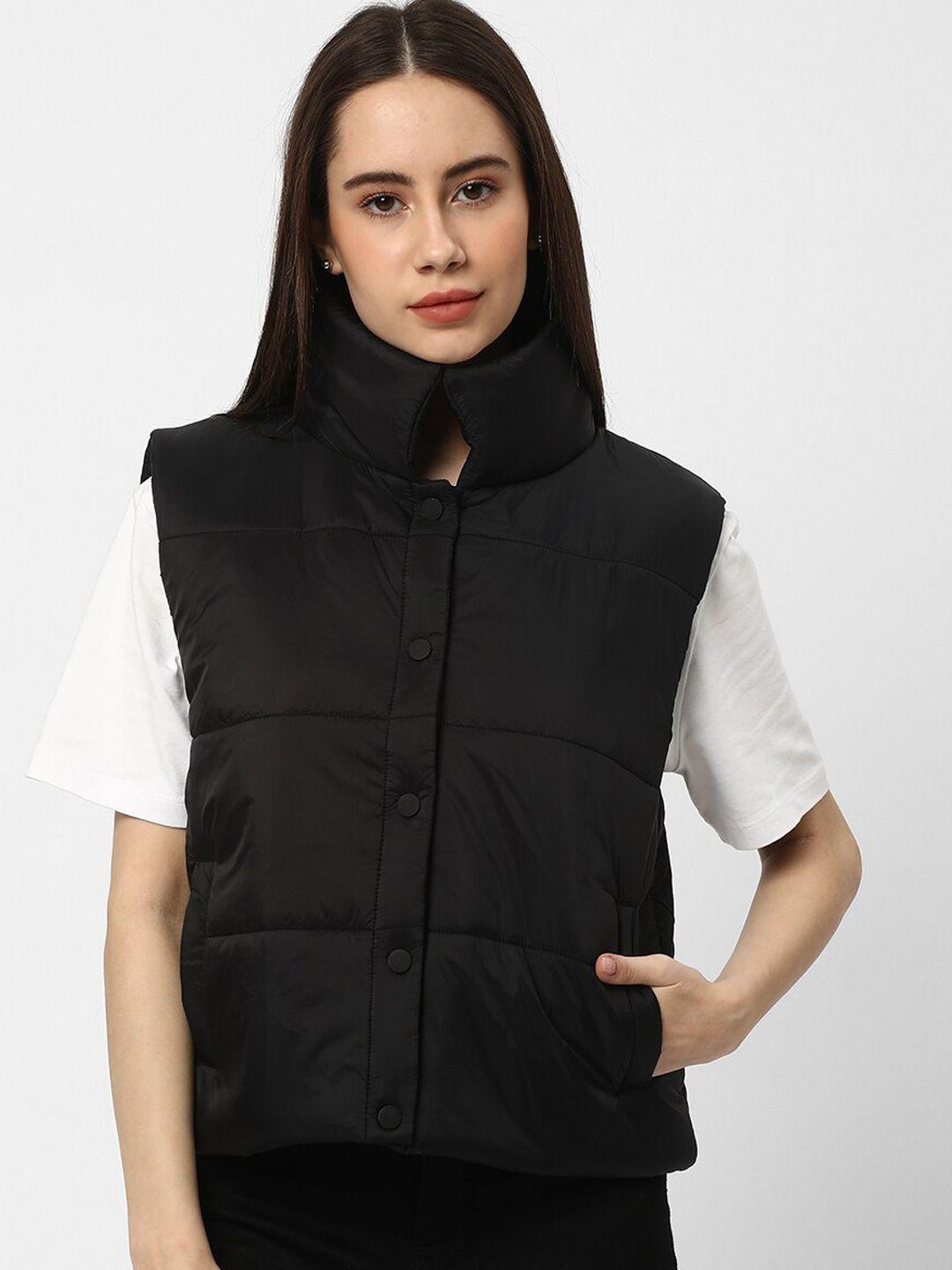 r&b mock collar sleeveless puffer jacket