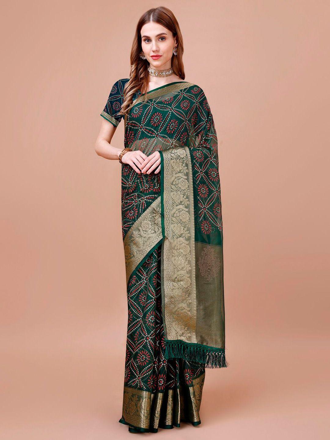 indian women floral printed organza saree